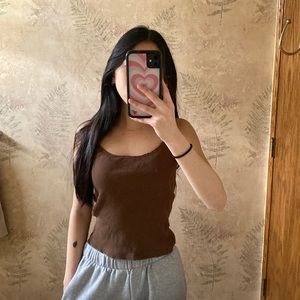 brandy melville brown lace tank top